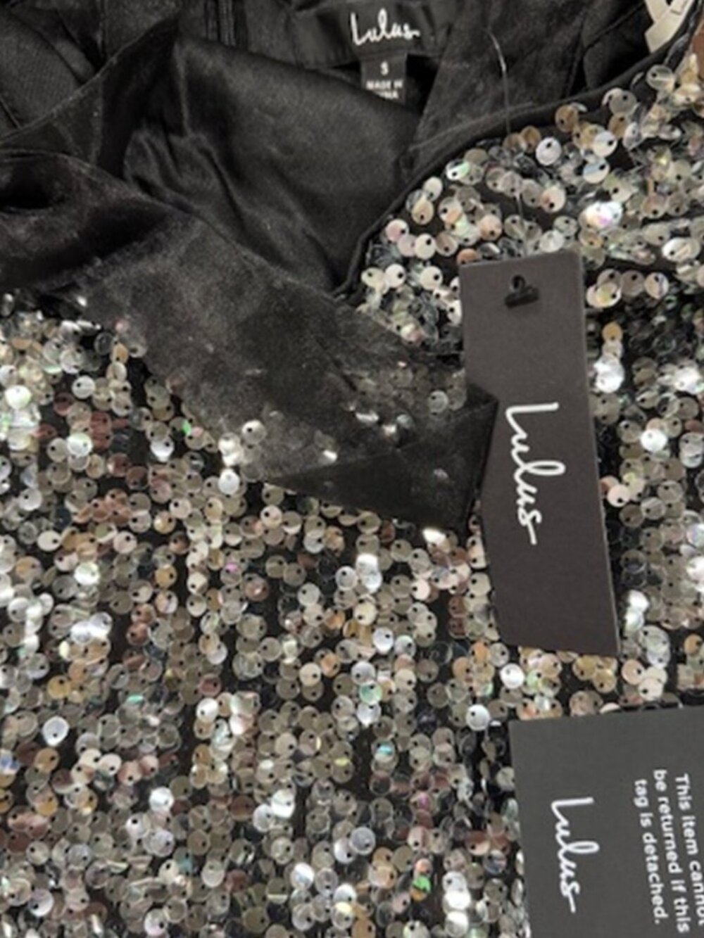 Dazzling Spectacle Black and Silver Sequin Tie-Strap Mini Dress​ NWT - Picture 5 of 8